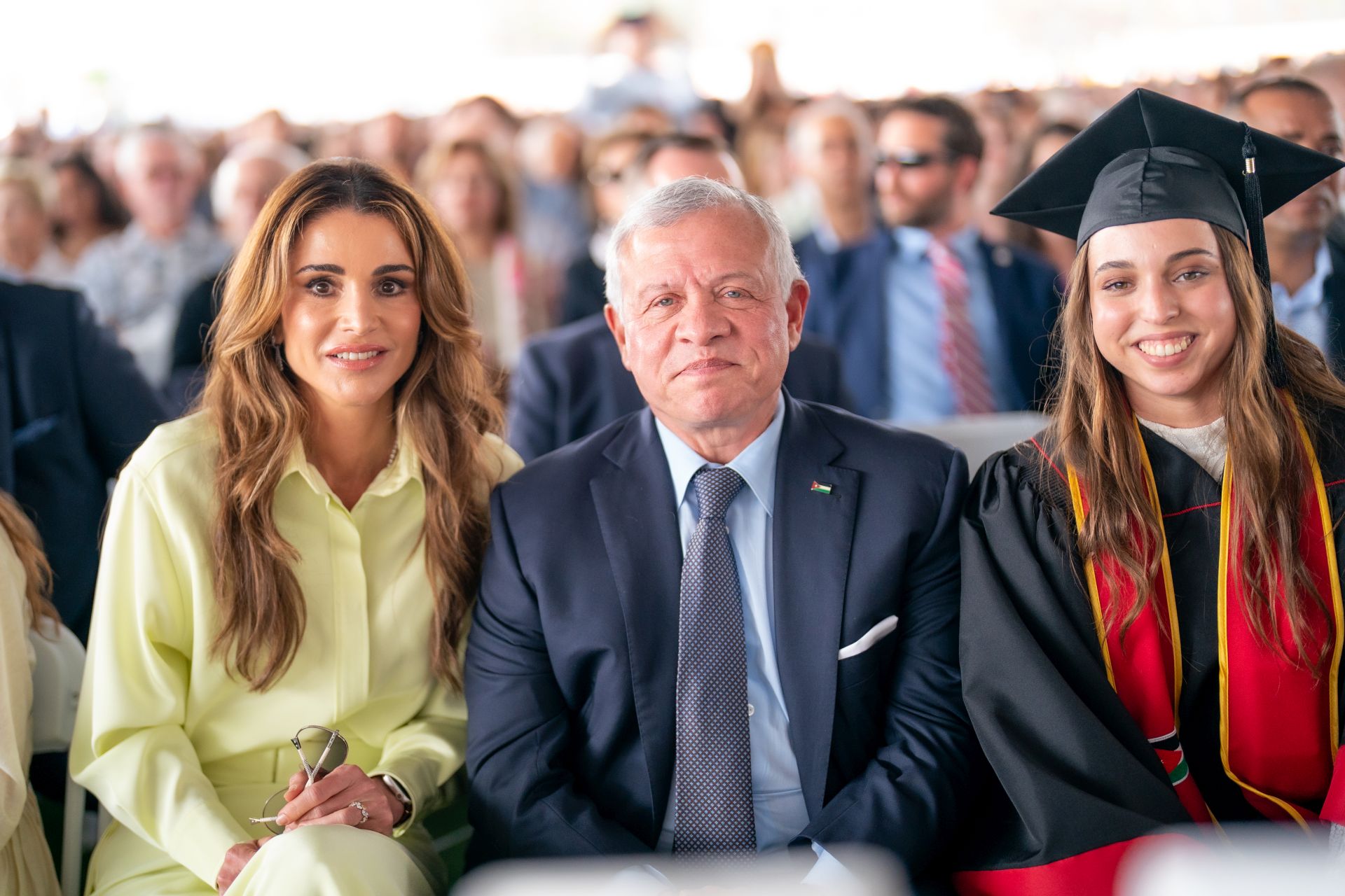 Their Majesties King Abdullah II and Queen Rania, Her Royal Highness Princess Iman, and Mr. Jameel Thermiotis with Her Royal Highness Princess Salma at her graduation from the University of Southern California