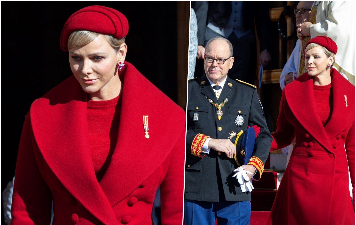 crveni kaput princeze Charlene