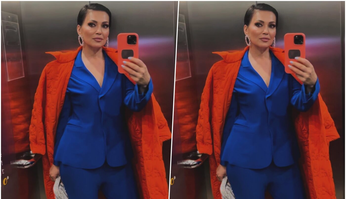 Žensko odijelo Nina Badrić hello magazine croatia hrvatska plavo odijelo Nine Badrić