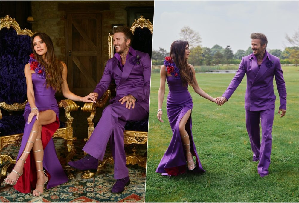 ljubičasti outfiti Beckhamovi vjenčanja hello magazine croatia hrvatska Victoria i David vjenčanje