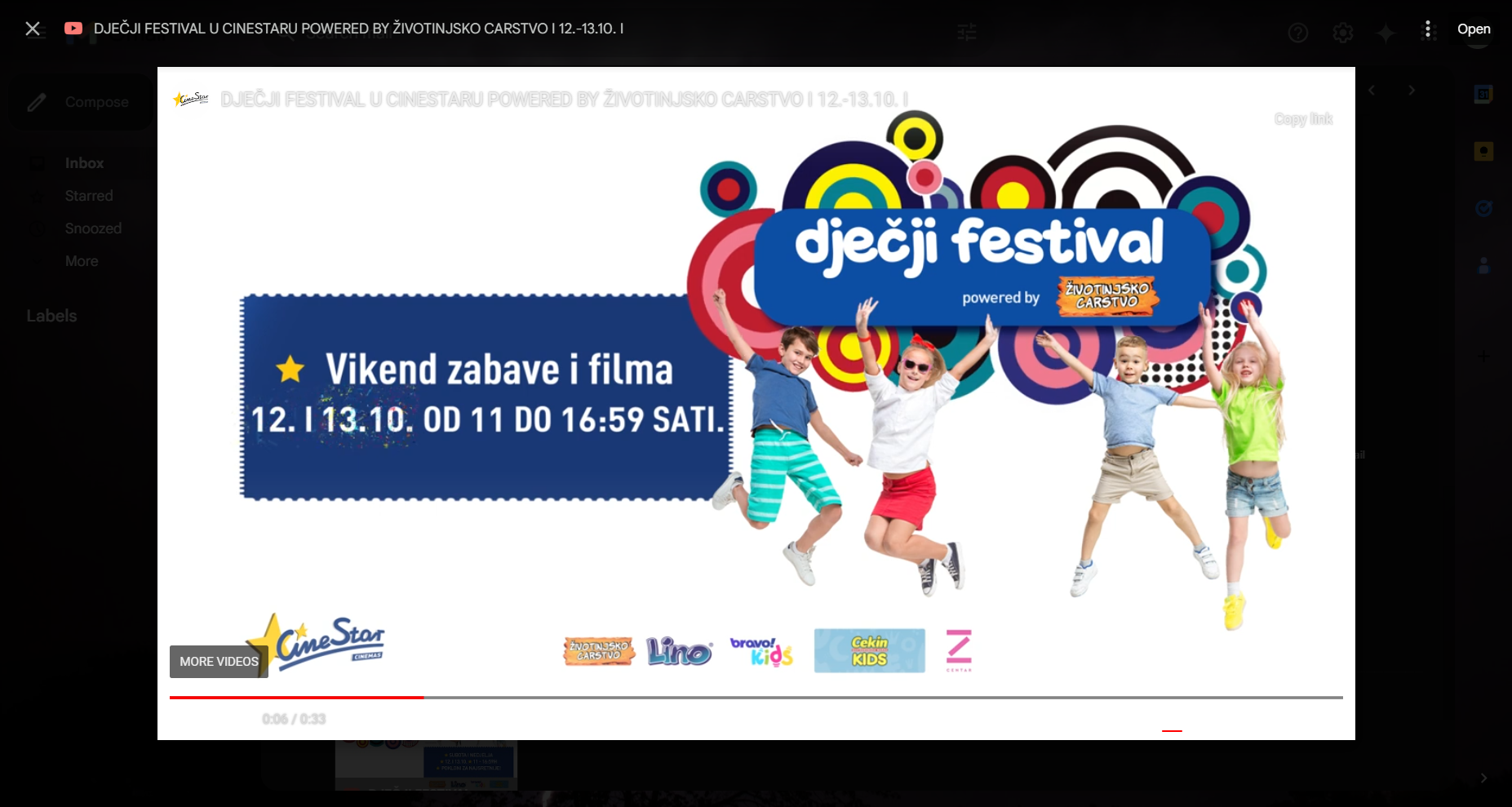 Dječji festival, CineStar kina, Međunarodni tjedan djeteta, filmske avanture, radionice za djecu, obiteljska zabava, povoljne cijene ulaznica, maskote, pokloni iznenađenja, “Male šape na velikom putovanju”, “Transformers: Početak”, “Panda u Africi”, “200% Vuk”, kreativne aktivnosti, zabava za obitelj