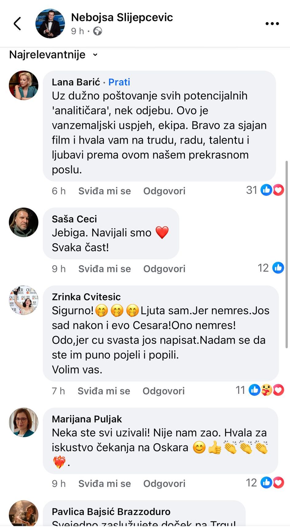 Zrinka Cvitešić, Nebojša Slijepčević, Čovjek koji nije mogao šutjeti, Oscar 2025