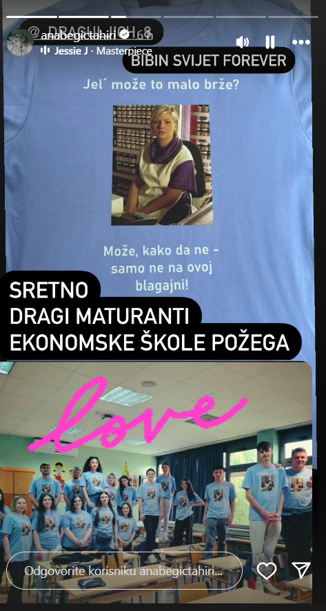 Ana Begić Tahiri na majici maturanata