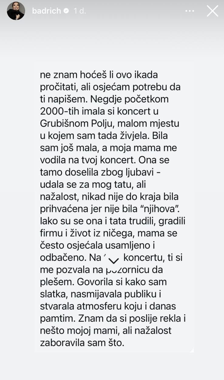 nina badrić poruka obožavateljice