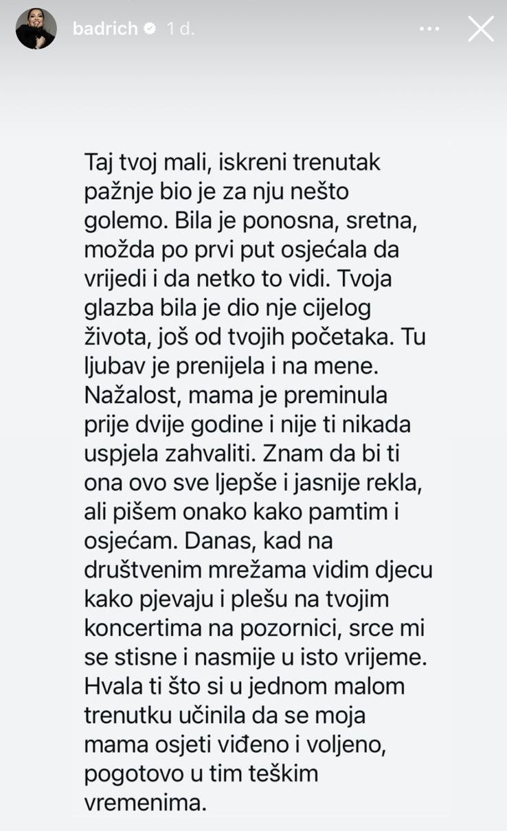 nina badrić poruka obožavateljice
