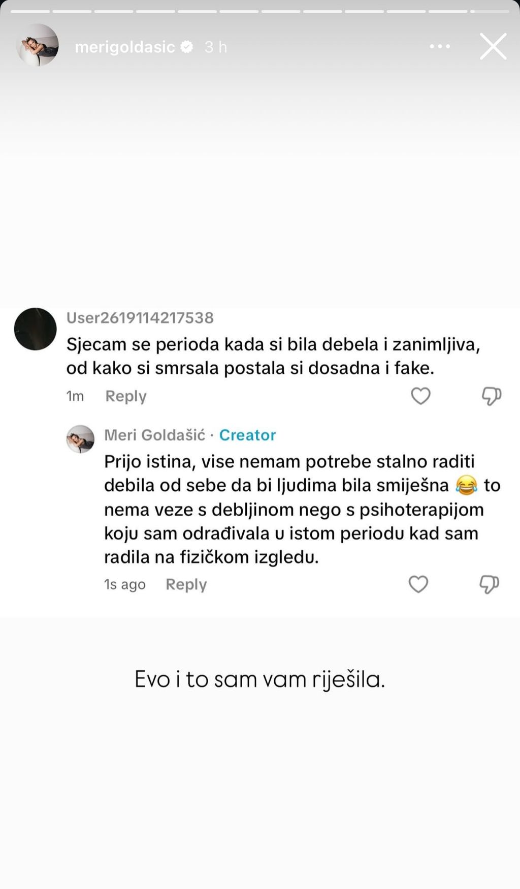 Meri Goldašić oštro odgovorila pratitelju Hello Magazin Croatia