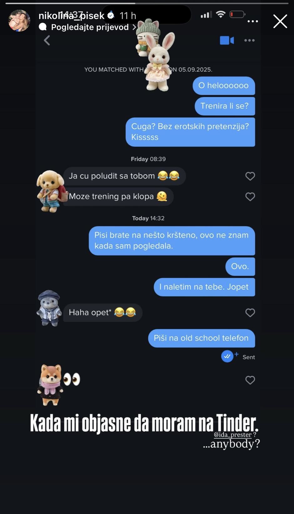 Nikolina Pišek otkrila šaljivi razgovor s muškarcem s Tindera