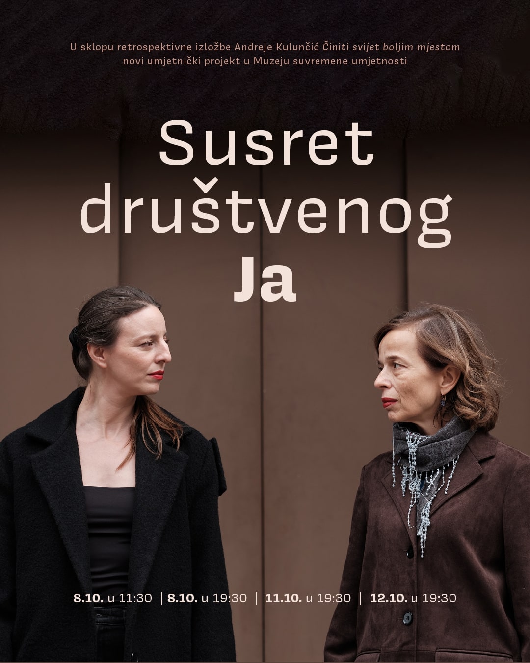 Alma Prica i Jadranka Đokić s predstavom Susret društvenog JA zatvaraju retrospektivu Andreje Kulunčić u MSU Zagreb

