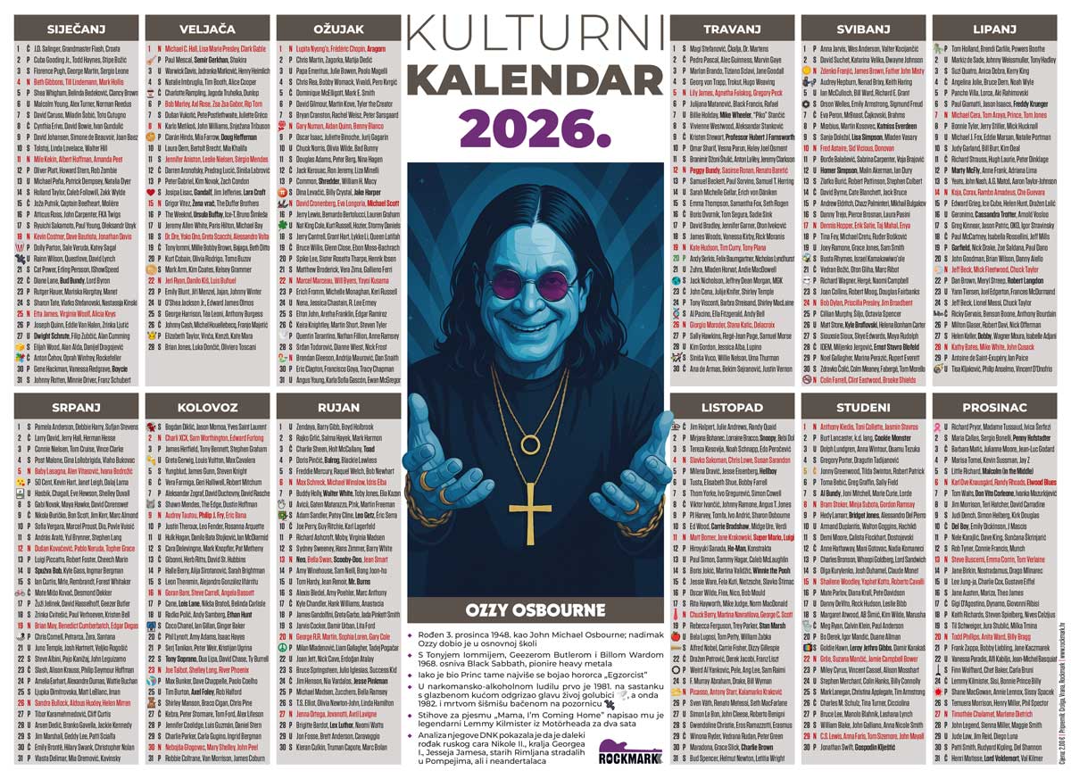 Ozzy Osbourne – “Posljednje pomazanje” Stigao je hrvatski prijevod memoara i Kulturni kalendar 2026. posvećen “Princu tame”