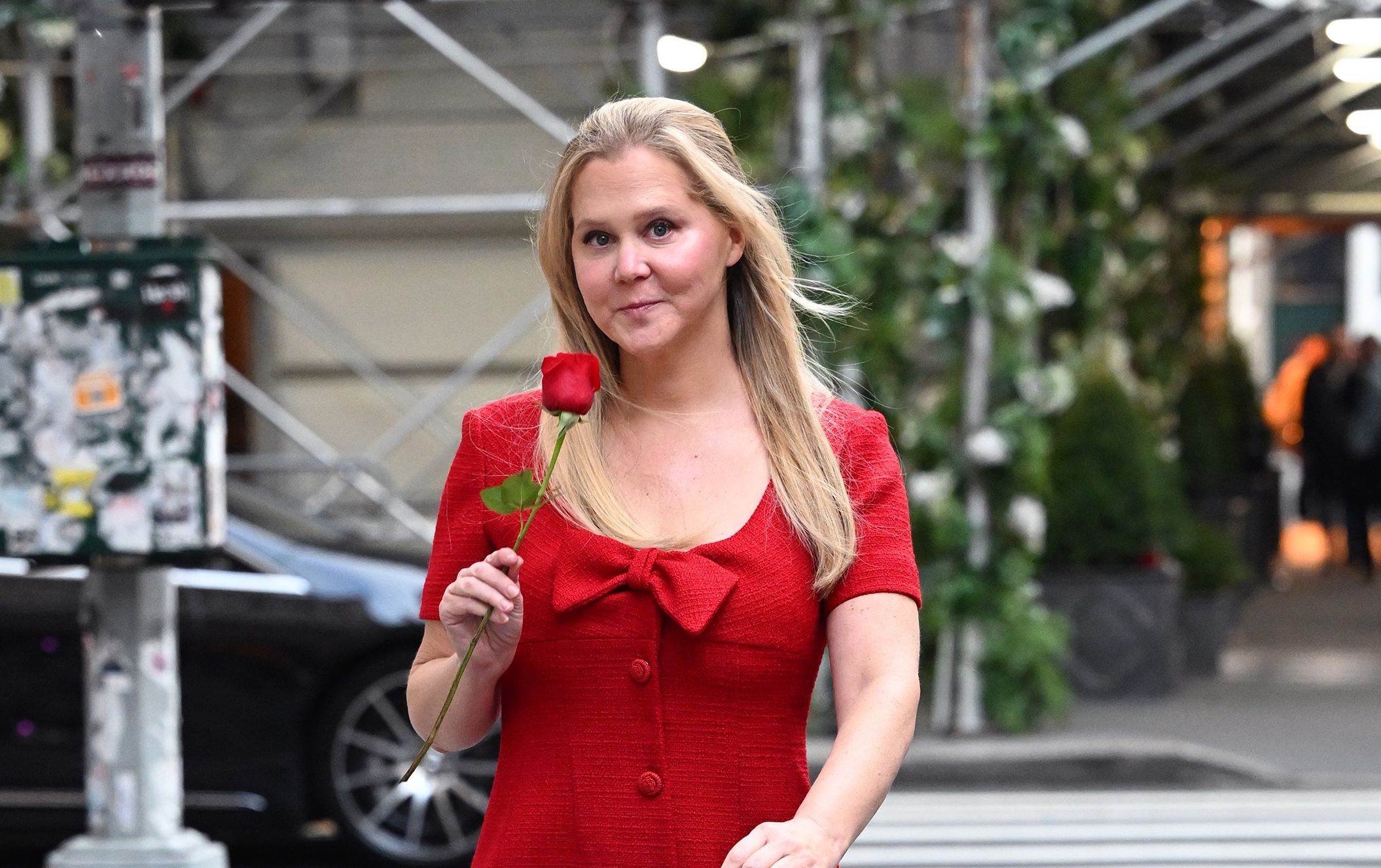 Amy Schumer turned heads in a Red Dress in New York
