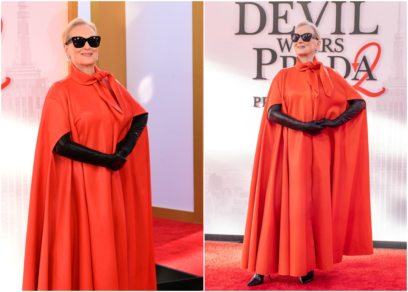 Meryl Streep u moćnoj crvenoj pelerini na premijeri Vrag nosi Pradu 2