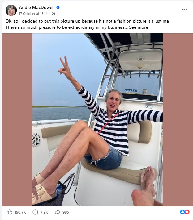 Andie MacDowell bez šminke sa 68 godina